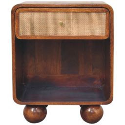 Artisan Furniture Chestnut Single Drawer Single Shelf Solid Wood Woven Open Bedside Table - thumbnail 2