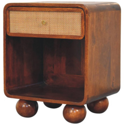 Artisan Furniture Chestnut Single Drawer Single Shelf Solid Wood Woven Open Bedside Table - thumbnail 4