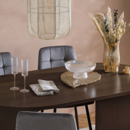 Birlea Axel Oval Dark Brown 4 Seater Fluted Dining Table - thumbnail 3