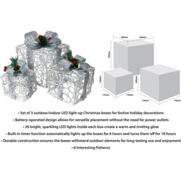 Xmas Haus Silver LED Outdoor Christmas Present Decoration Set of 3 - thumbnail 4