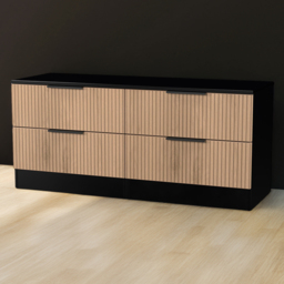 Crowndale Java Slatt Effect and Black 4 Drawer Bedbox