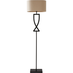 ValueLights Katniss Crossover Black and Natural Shade Metal LED Floor Lamp