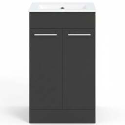 Bathstore Milford 2 Door Anthracite Floor Standing Basin Unit 510mm - thumbnail 4