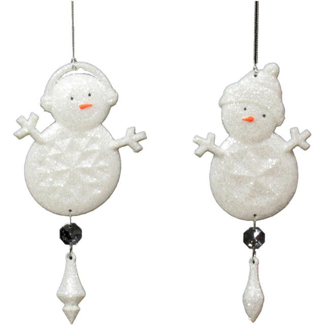 Single Alpine Lodge White Icicle Glitter Snowman in Assorted styles