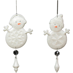 Single Alpine Lodge White Icicle Glitter Snowman in Assorted styles