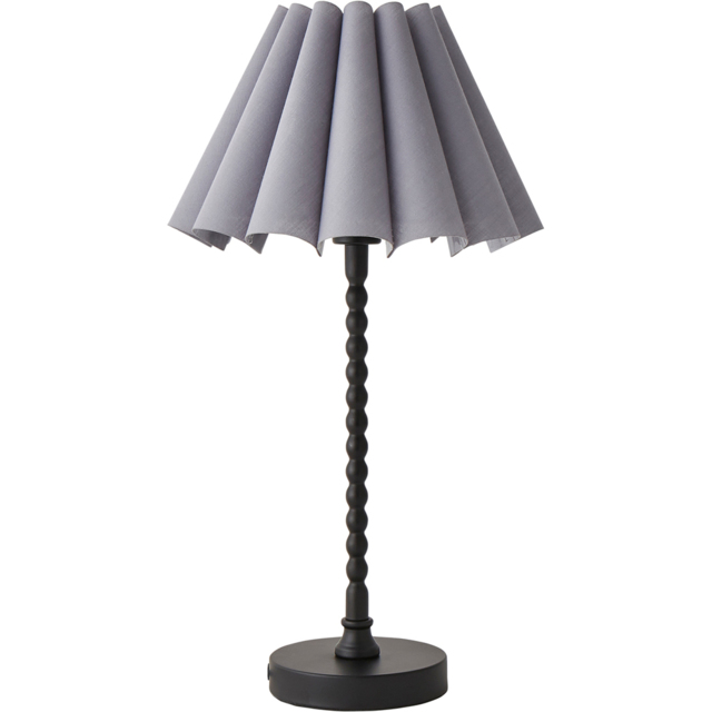 ValueLights Maeve Grey Scallop Pleated Tapered Shade Black Bobbin Bobble LED Table Lamp - image 1