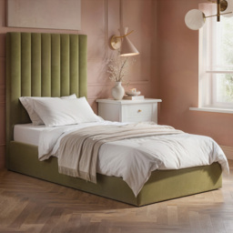 Flair Everley Green Single Velvet Ottoman Bed - thumbnail 1