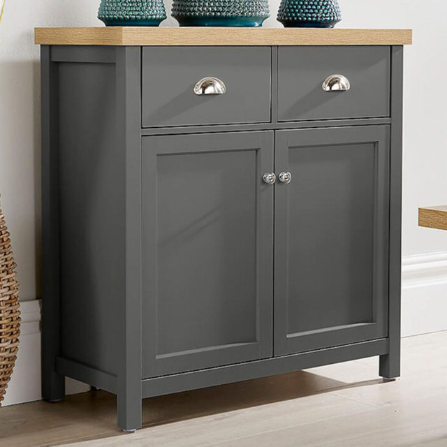 Home Source Avon 2 Drawer 2 Door Graphite Grey Cupboard Unit - image 1