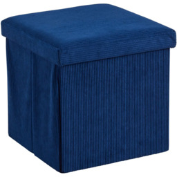 Home Source Corduroy Blue Square Folding Ottoman - thumbnail 2
