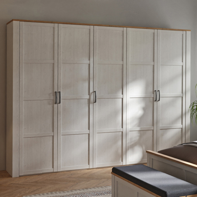 Florence Bohol 5 Door Riviera Oak and White Wardrobe - image 1