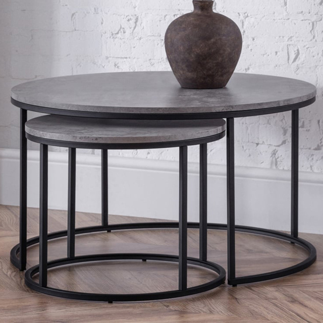 Julian Bowen Staten Concrete Round Nesting Coffee Table Set of 2 - image 1