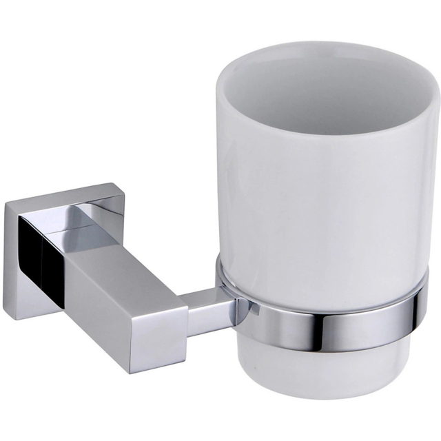 Nes Home Round Chrome Wall Mounted Single Tumbler with Holder - image 1