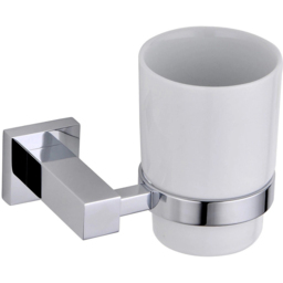 Nes Home Round Chrome Wall Mounted Single Tumbler with Holder