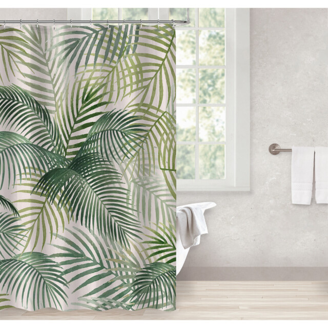 Tropical Leaf Shower Curtain Green