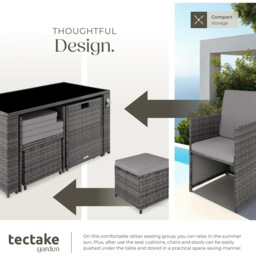 tectake Palermo 4 Seater Grey Garden Bistro Set - thumbnail 4
