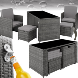 tectake Palermo 4 Seater Grey Garden Bistro Set - thumbnail 2