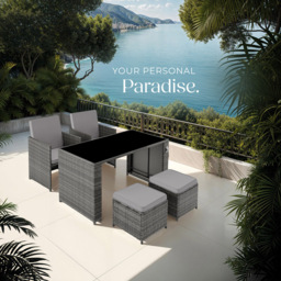 tectake Palermo 4 Seater Grey Garden Bistro Set - thumbnail 3