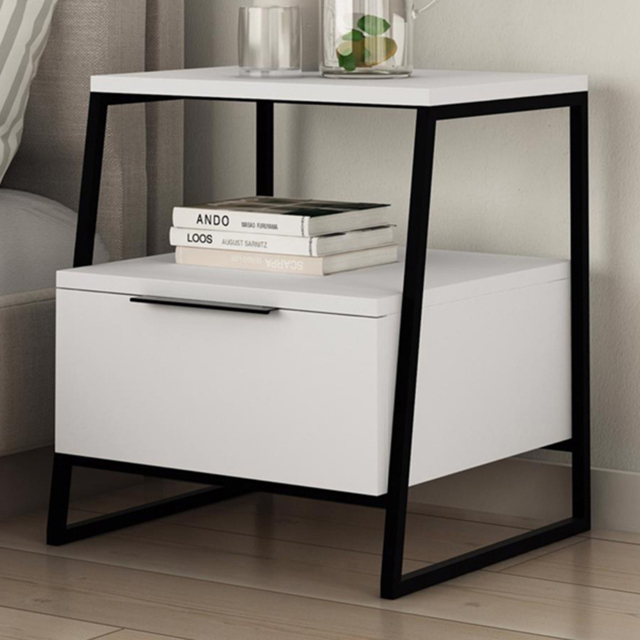 FWStyle Pal White Single Drawer Bedside Table - image 1