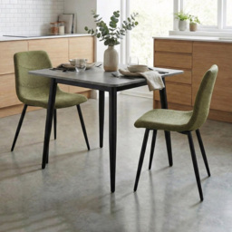 FWStyle Nova Evie 2 Seater Sintered Stone Square Dining Set Grey and Green - thumbnail 1