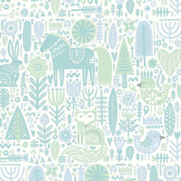 Origin Murals Scandi Forest Animals Blue Wall Mural - thumbnail 2