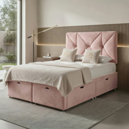 DS Living Eclipse Pink Single Plush Velvet Ottoman Bed - thumbnail 4