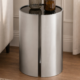 Premier Housewares Piermount Silver Finish Glass Top End Table Set of 2