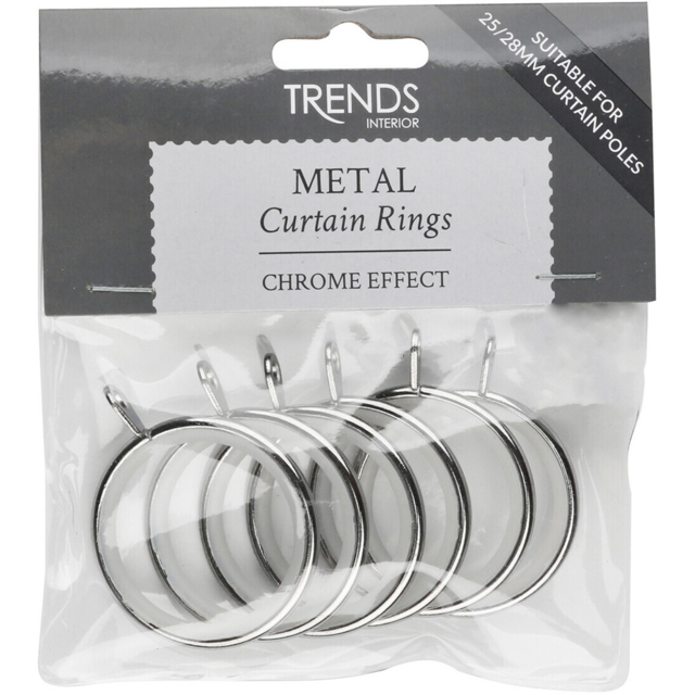 Trends Chrome Metal Curtain Rings 25-28mm - image 1
