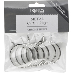 Trends Chrome Metal Curtain Rings 25-28mm