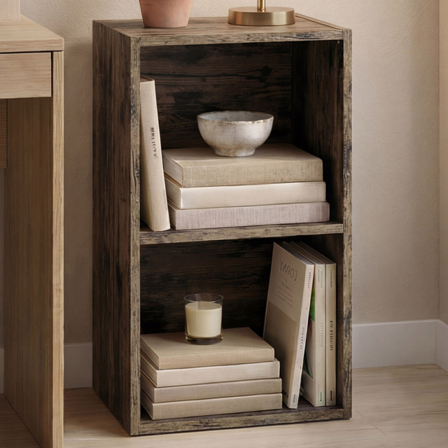 Vida Designs Oxford Dark Wood 2 Shelf Cube Bookcase - image 1