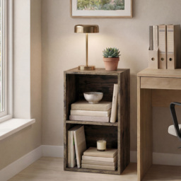 Vida Designs Oxford Dark Wood 2 Shelf Cube Bookcase - thumbnail 3
