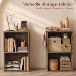 Vida Designs Oxford Dark Wood 2 Shelf Cube Bookcase - thumbnail 4