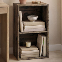 Vida Designs Oxford Dark Wood 2 Shelf Cube Bookcase - thumbnail 1