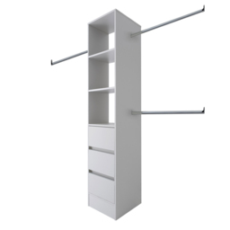 Spacepro 3 Drawer Single Hanger Bar Dove Grey Tower Unit 450mm - thumbnail 1