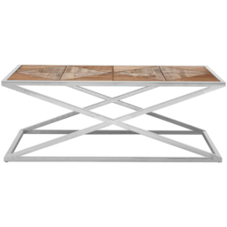 Premier Housewares Hudson Distressed Wood Top Coffee Table with Stainless Steel Frame - thumbnail 2