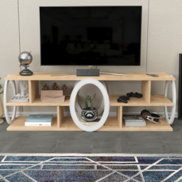 Decorotika Fale Oak and White 7 Shelf TV Unit