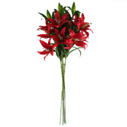 Leaf Red Lily Stem Artificial Flower 100cm 6 Pack - thumbnail 1