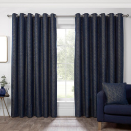 Nova Chenille Jacquard Eyelet Curtain Navy 229 x 229cm - thumbnail 2