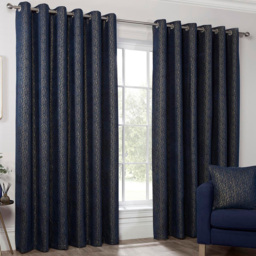 Nova Chenille Jacquard Eyelet Curtain Navy 229 x 229cm