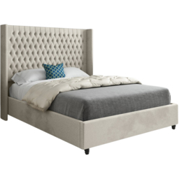 Volta Super King Size Silver Soft Velvet Upholstered Bed Frame with Straight Winged Headboard - thumbnail 2