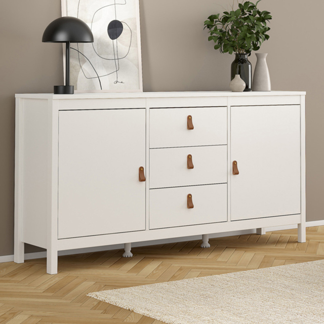 Florence Barcelona 2 Door 3 Drawer White Sideboard - image 1