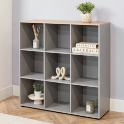 Cuba Sonoma Oak and Grey 9 Shelf Cube Storage Unit