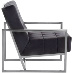 Premier Housewares Hana Black Velvet Stainless Steel Frame Chair - thumbnail 3