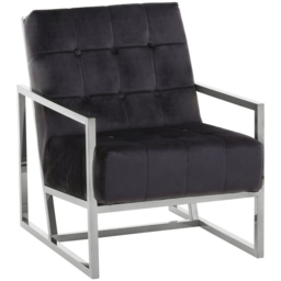Premier Housewares Hana Black Velvet Stainless Steel Frame Chair - thumbnail 2