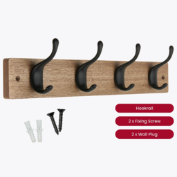 Headbourne Matte Black 4 Hook Coat Rail - thumbnail 3