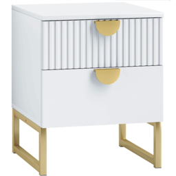 Portland 2 Drawer White and Gold Bedside Table - thumbnail 2