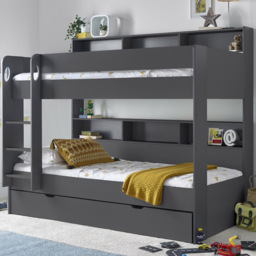 Oliver Onyx Grey Single Drawer Storage Bunk Bed