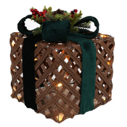 Royal Emerald Green LED Velvet Present Christmas Decoration Set of 3 - thumbnail 4