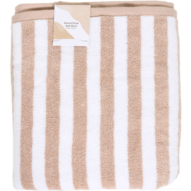 Neutral Stripe Bath Sheet - image 1