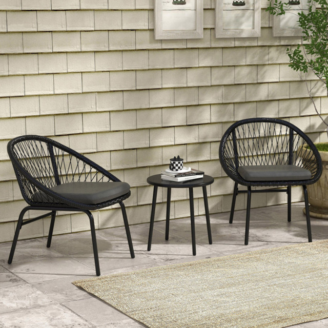 Outsunny Rattan Effect 2 Seater Bistro Set Black - image 1