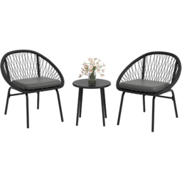 Outsunny Rattan Effect 2 Seater Bistro Set Black - thumbnail 2